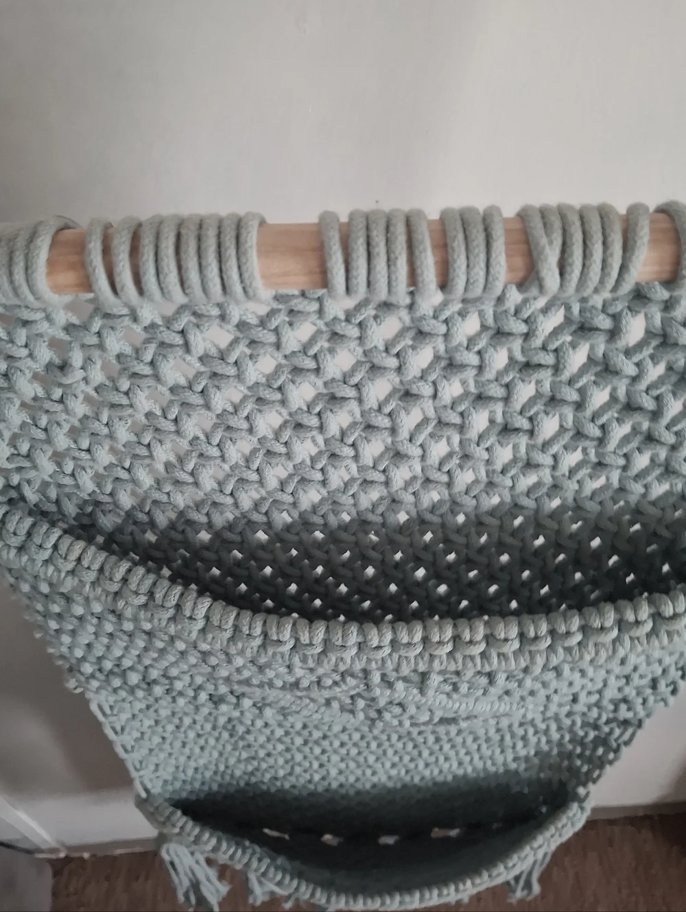Source Unknown Light Blue Macramé Hanging Wall Organizer
